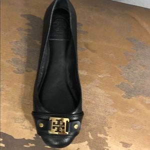 Tory Burch black leather flat slip-on